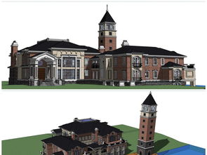 精品英式风格古典庄园别墅SU模型设计图